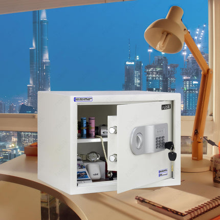 Rubik Large Digital Safe Box with Pin Code and Keys, RB-30AJ (30x38x30cm) White