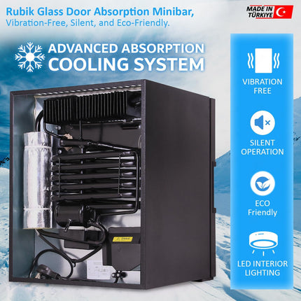 Rubik Absorption Minibar 40L Glass Door Hotel Edition (Made in Türkiye) White