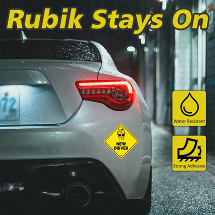 Self Adhesive New Driver Car Sign Sticker, Reflective Removable (Size 12cm x 12cm)