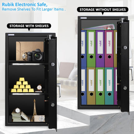 Rubik Large Digital Safe Box with Pin Code and Keys, RB-75EG (75x40x40cm) Black