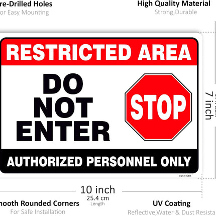 Acrylic Restricted Area Sign – Do Not Enter, Authorized Personnel Only | UV Protected Sign (10x7 inch)