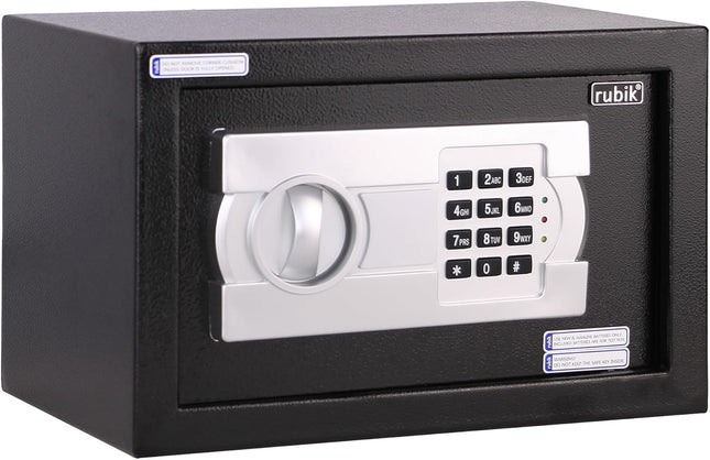 Rubik Small Digital Safe Box with Pin Code and Keys, RB20EG (20x31x20cm) Black