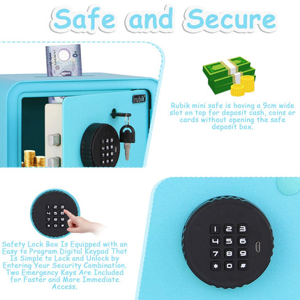 Children's Digital Piggy Bank Safe Box with Deposit Slot, For Kids Girls Boys RB-ZW18N1 (Sea Green)
