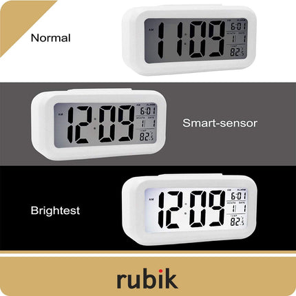 Hotels Loud Digital LED Alarm Clock White - Large Display, Backlight, Temperature, Snooze