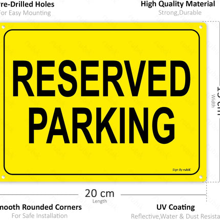 Acrylic Reserved Parking Sign 20x15cm, UV Protected Reflective (Black/Yellow)