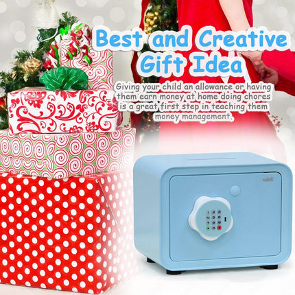 Children's Digital Piggy Bank Safe Box with Deposit Slot, For Kids Girls Boys RB-ZW18N1 (Blue)