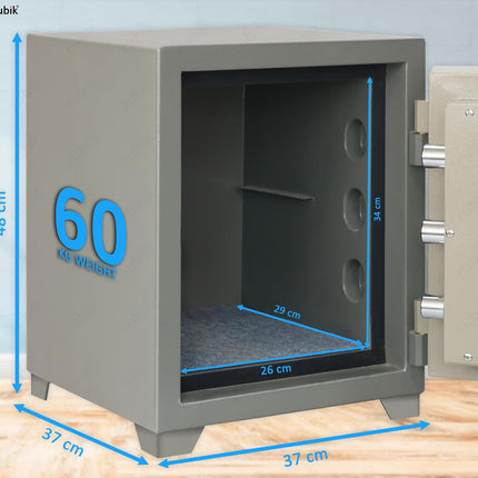 Rubik 2-Hours Fireproof Safe Box 48cm, Key Operated (RB-480LB, 60kg) Grey