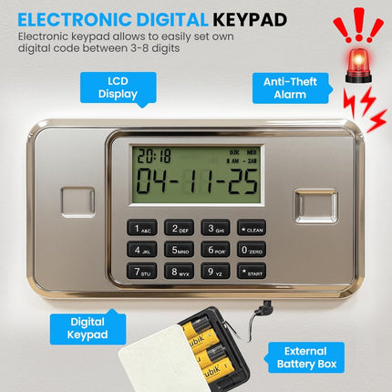 Rubik 1.8m Tall Double Door Digital Safe Box Cabinet with Dual Key Lock (180x100x55cm) White