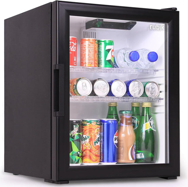 Rubik Inverter Compressor Minibar 40L Glass Door Hotel Edition (Made in Türkiye) RMB-40IC Black/White