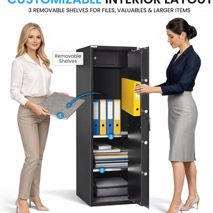 Rubik Large Safe Box 1.3 Meter Tall Digital Keypad & Key Lock RB130EG Black