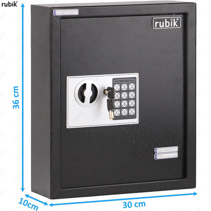 Rubik 40-Keys Storage Cabinet with Key & Digital Pin Code Lock, Wall Mounted (Black)