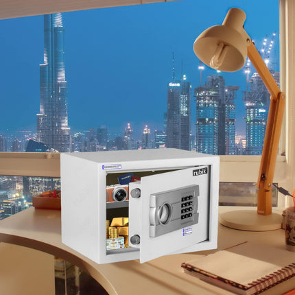 Rubik Medium Digital Safe Box with Pin Code and Keys, RB25EG (25x35x25cm) White