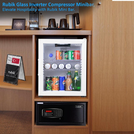 Rubik Inverter Compressor Minibar 40L Glass Door Hotel Edition (Made in Türkiye) RMB-40IC White