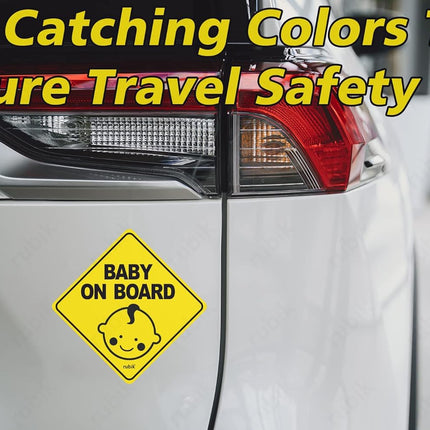 Baby on Board Car Sign – Reflective Self Adhesive Safety Sticker 12x12cm