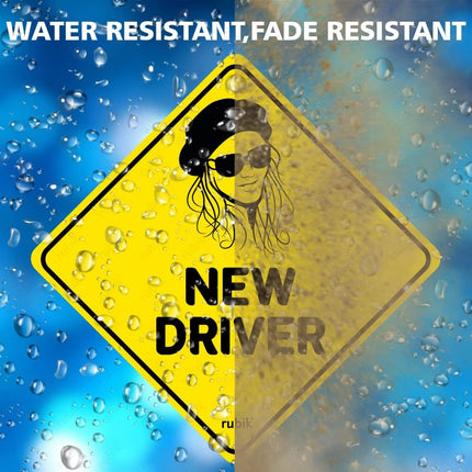 Self Adhesive New Driver Car Sign Sticker, Reflective Removable (Size 12cm x 12cm)