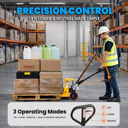 Pallet Mover Truck 3 Ton Capacity Fork Width 550mm Wide, Manual Forklift, and Hand Trolley RB-PMG-V-550
