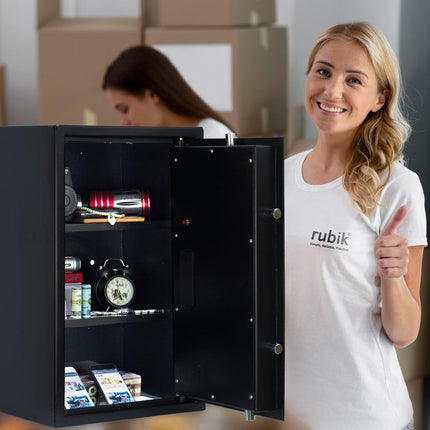 Rubik Large Digital Safe Box with Pin Code and Keys, RB-60EG (60x36x30cm) Black