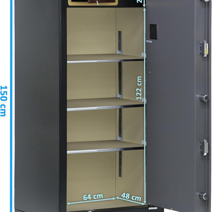 Rubik Digital Safe Box, Premium Build, Triple Security Locker 138kg (150x65x56cm) RBGX-150XTD Black/Grey
