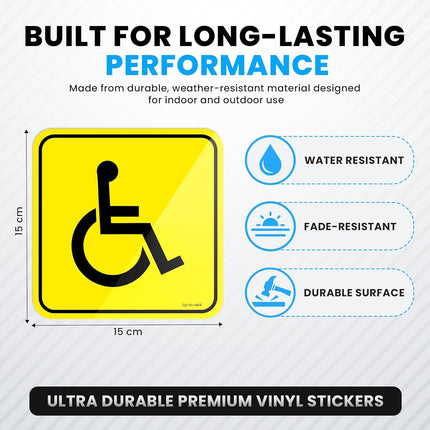Self Adhesive Disabled Handicap Car Sticker – Reflective Vinyl Decal Sign 15x15cm