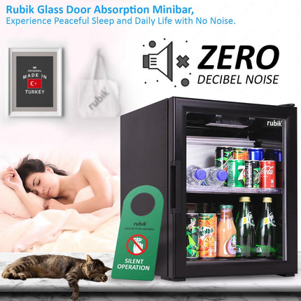 Rubik Absorption Minibar 40L Glass Door Hotel Edition (Made in Türkiye) ALL BLACK EDITION