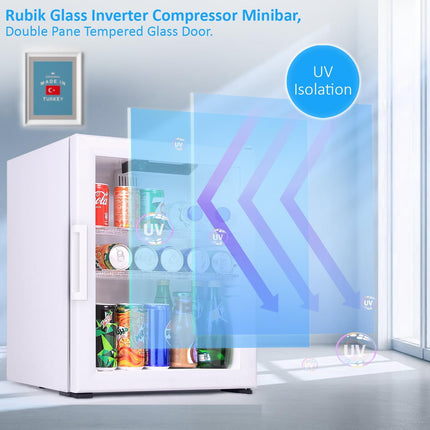 Rubik Inverter Compressor Minibar 40L Glass Door Hotel Edition (Made in Türkiye) RMB-40IC White