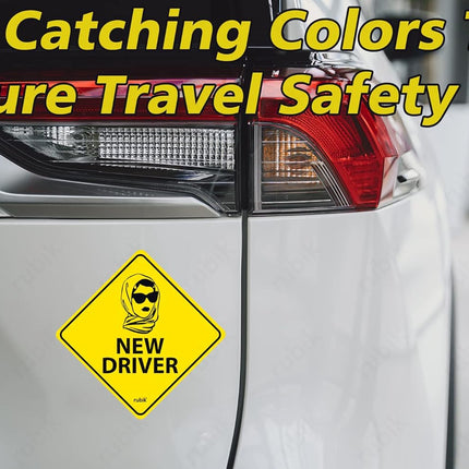 Self Adhesive New Driver Car Sign Sticker, Reflective Removable (Size 12cm x 12cm)