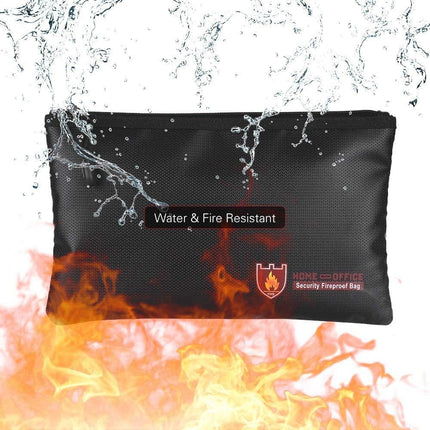 Small Fireproof Document Bag 27x16cm - Silicone Coated Fiberglass, Water and Fire Resistant, Single Zipper Pouch