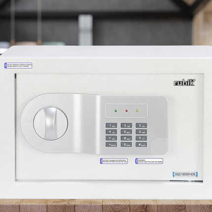 Rubik Small Digital Safe Box with Pin Code and Keys, RB20AJ (20x31x20cm) White