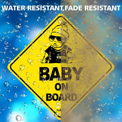 Baby on Board Car Sign Self Adhesive Sticker – Reflective Safety Warning Decal 12x12cm