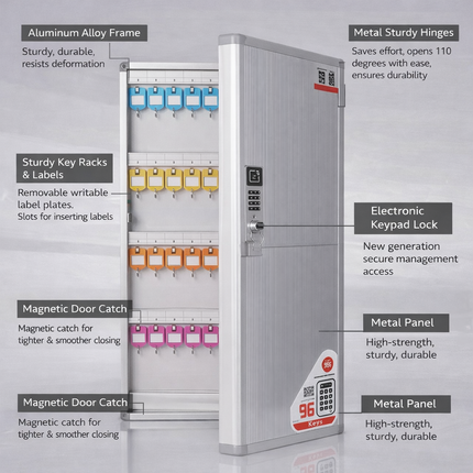 Glosen 120 Key Cabinet with Digital Lock and RFID Tag, Wall Mounted Key Storage Box (AM9120)