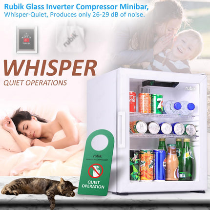 Rubik Inverter Compressor Minibar 40L Glass Door Hotel Edition (Made in Türkiye) RMB-40IC White