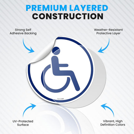Disabled Handicap Car Sticker – Self Adhesive Reflective Vinyl Decal Sign 15cm Round