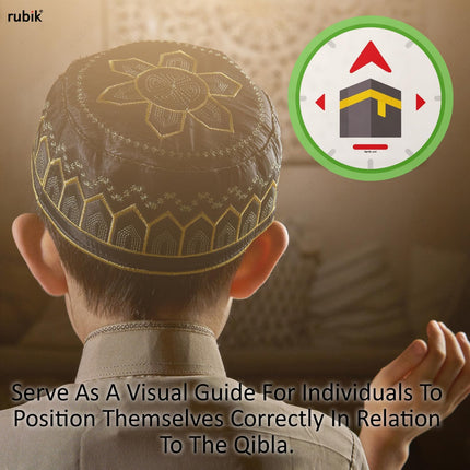 Qibla Direction Sign for Prayer – Round Self-Adhesive Vinyl Decal Sticker (15x15cm)