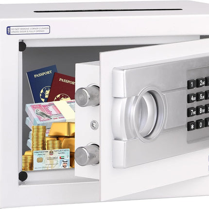 Rubik Medium Digital Safe Box with Keys and Cash Deposit Slot, RB20EG-T (20x31x20cm) White