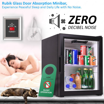 Rubik Absorption Minibar 40L Glass Door Hotel Edition (Made in Türkiye) Black/White