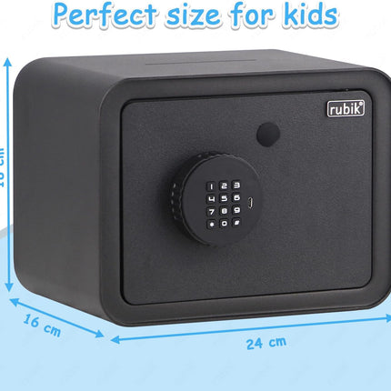 Children's Digital Piggy Bank Safe Box with Deposit Slot, For Kids Girls Boys RB-ZW18N1 (Black)