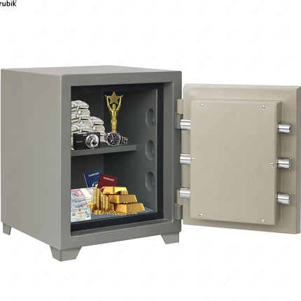 Rubik 2-Hours Fireproof Safe Box 48cm, Key Operated (RB-480LB, 60kg) Grey