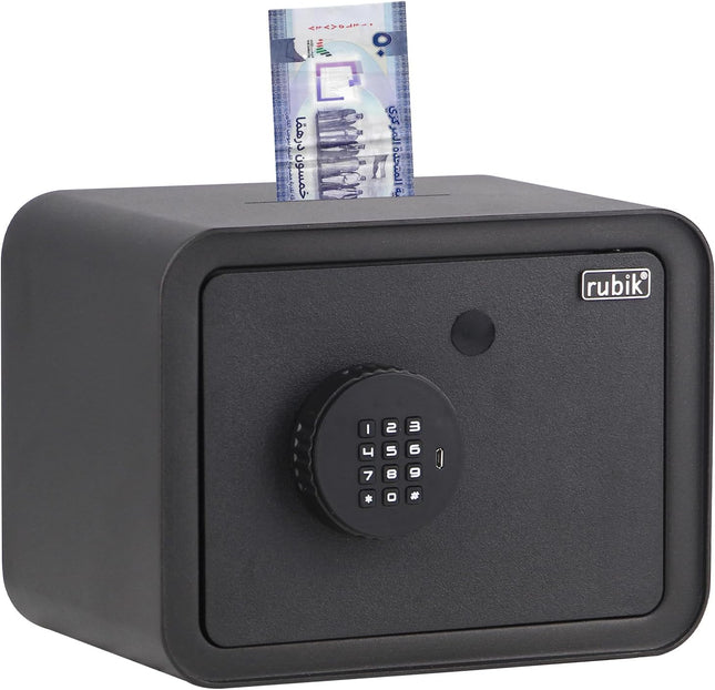 Children's Digital Piggy Bank Safe Box with Deposit Slot, For Kids Girls Boys RB-ZW18N1 (Black)