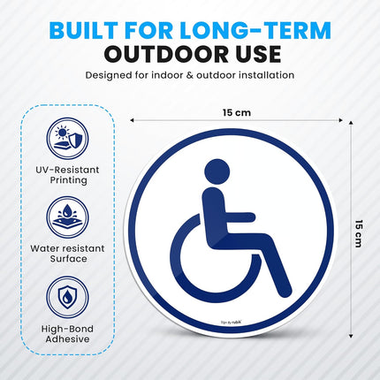 Disabled Handicap Car Sticker – Self Adhesive Reflective Vinyl Decal Sign 15cm Round