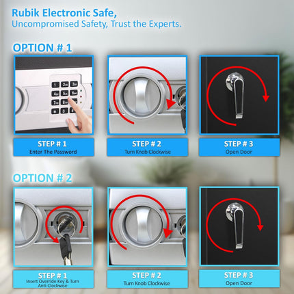 Rubik Large Digital Safe Box with Pin Code and Keys, RB-75EG (75x40x40cm) Black