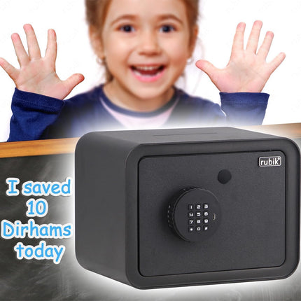 Children's Digital Piggy Bank Safe Box with Deposit Slot, For Kids Girls Boys RB-ZW18N1 (Black)