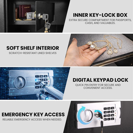 Rubik X-Large Safe Box 1.6Meter Tall Digital Keypad & Key Lock RB160EG Black