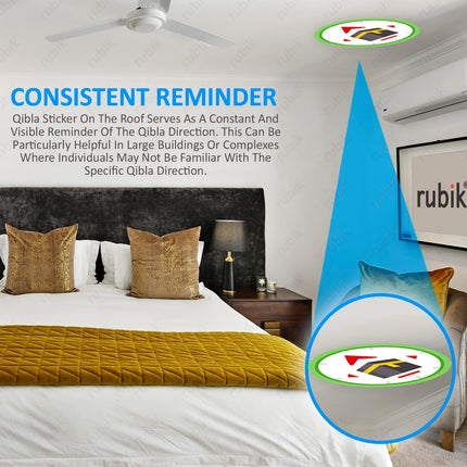 Qibla Direction Sign for Prayer – Round Self-Adhesive Vinyl Decal Sticker (15x15cm)