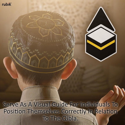 Qibla Direction Sign for Praying – Self Adhesive Vinyl Decal Sticker for Muslim Kaaba (20x11.5cm)