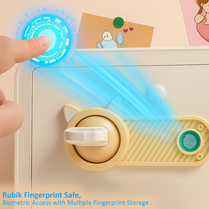 Children's Fingerprint Piggy Bank Safe Box with Deposit Slot, For Kids Girls Boys RB-ZW18F (Blue)