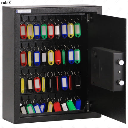 Rubik 40-Keys Storage Cabinet with Key & Digital Pin Code Lock, Wall Mounted (Black)
