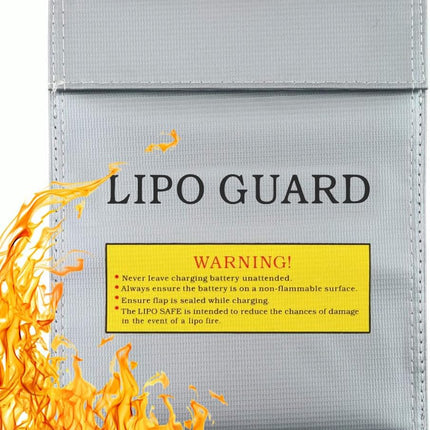 LiPo Guard Fireproof Bag 23x18cm - Triple Layer Fire Retardant Storage and Charging Pouch, Silver