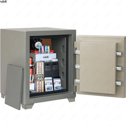 Rubik 2-Hours Fireproof Safe Box 48cm, Key Operated (RB-480LB, 60kg) Grey