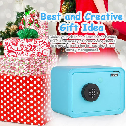 Children's Digital Piggy Bank Safe Box with Deposit Slot, For Kids Girls Boys RB-ZW18N1 (Sea Green)