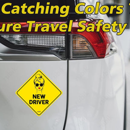 Self Adhesive New Driver Car Sign Sticker, Reflective Removable (Size 12cm x 12cm)